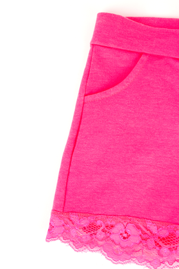 Рожеві шорти дитячі TOM-DU з мереживом., Рожевий, 176-182