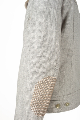 Пиджак шерстяной с кроличьим воротником Calvaresi светлоСерый Art.CV31, Серый, 46