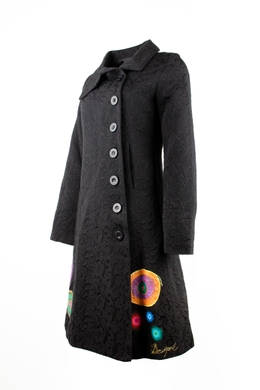 Жіноче пальто Desigual з принтом на спині квітка чорне, Чорний, 38