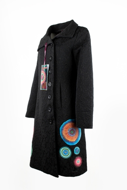 Жіноче пальто Desigual з принтом базове чорне, Чорний, 42