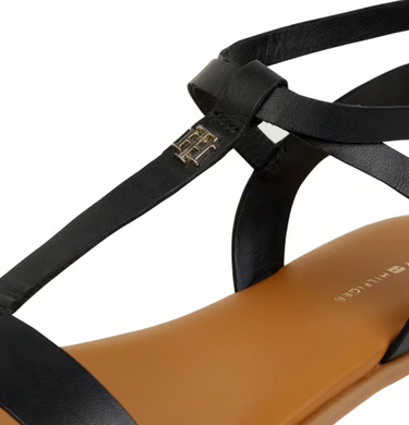 Босоніжки Feminine Leather Flat Sandal, Чорний,  39