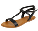 Босоніжки Feminine Leather Flat Sandal, Чорний, 39