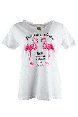Женская футболка фламинго Roadsing 1985, Белый, XL
