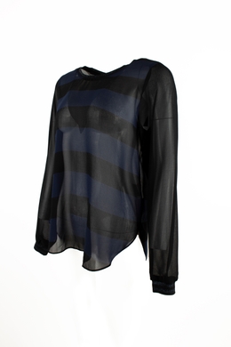 Женская блузка черная в синюю полоску Scotch&Soda, Черный, 2
