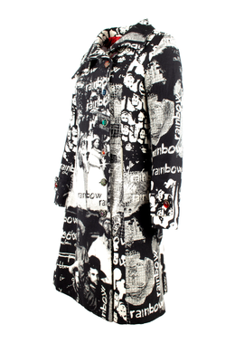 Жіноче пальто Desigual чорно-біле з обличчями, Мультиколор, 38