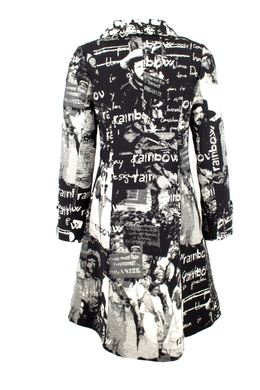 Пальто женское Desigual черно-белое с лицами, Мультиколор, 38