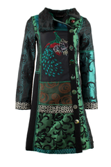 Пальто жіноче Desigual з кольоровими вставками та вишивкою, Мультиколор, 36