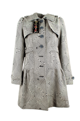 Пальто жіноче Desigual з геометричним візерунком та вишивкою на спині., Чорний, 42