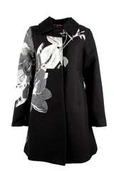 Пальто женское Desigual с цветами черное 301021-002118, 38