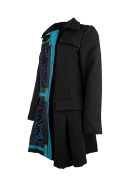 Жіноче пальто Desigual чорне з бірюзовими вставками, Чорний, 40