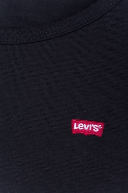 Футболка серая LEVIS с вышитым логотипом приталенная S40178, Черный, S