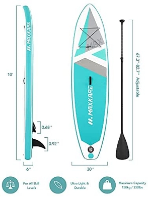 Надувна дошка для веслування MaxKare Stand Up Paddleboard, Бірюзовий