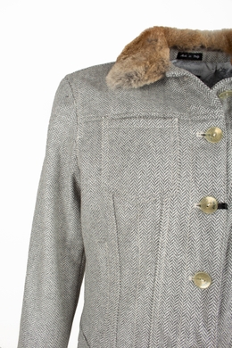 Пиджак шерстяной с кроличьим воротником Calvaresi светлоСерый Art.CV32, Серый, 44